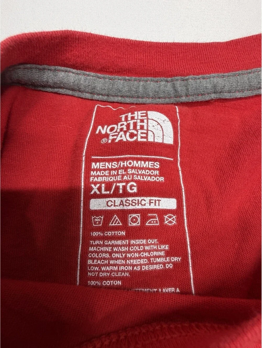 The North Face Long Sleeve T Shirt Mens Red Logo Crew Neck Cotton - Size XL